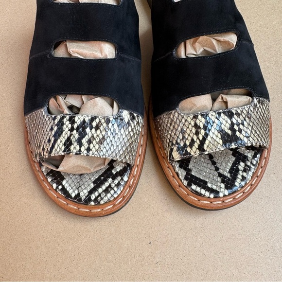 Authentic Fendi Black Suede And Python Cut Out Flat Sandals size 41 - Picture 10 of 10